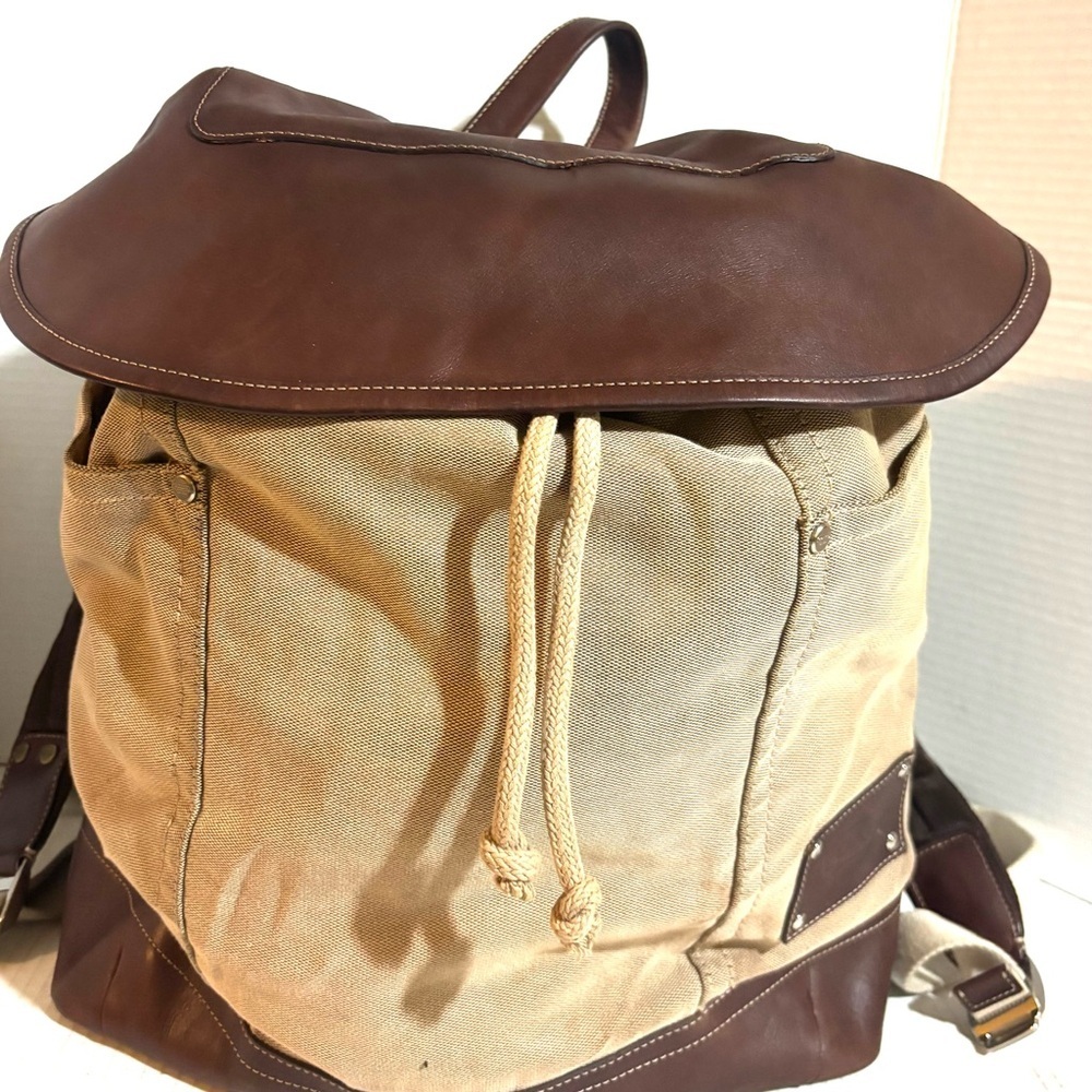 Coach Brown canvas & leather and Tan unisex Backpack